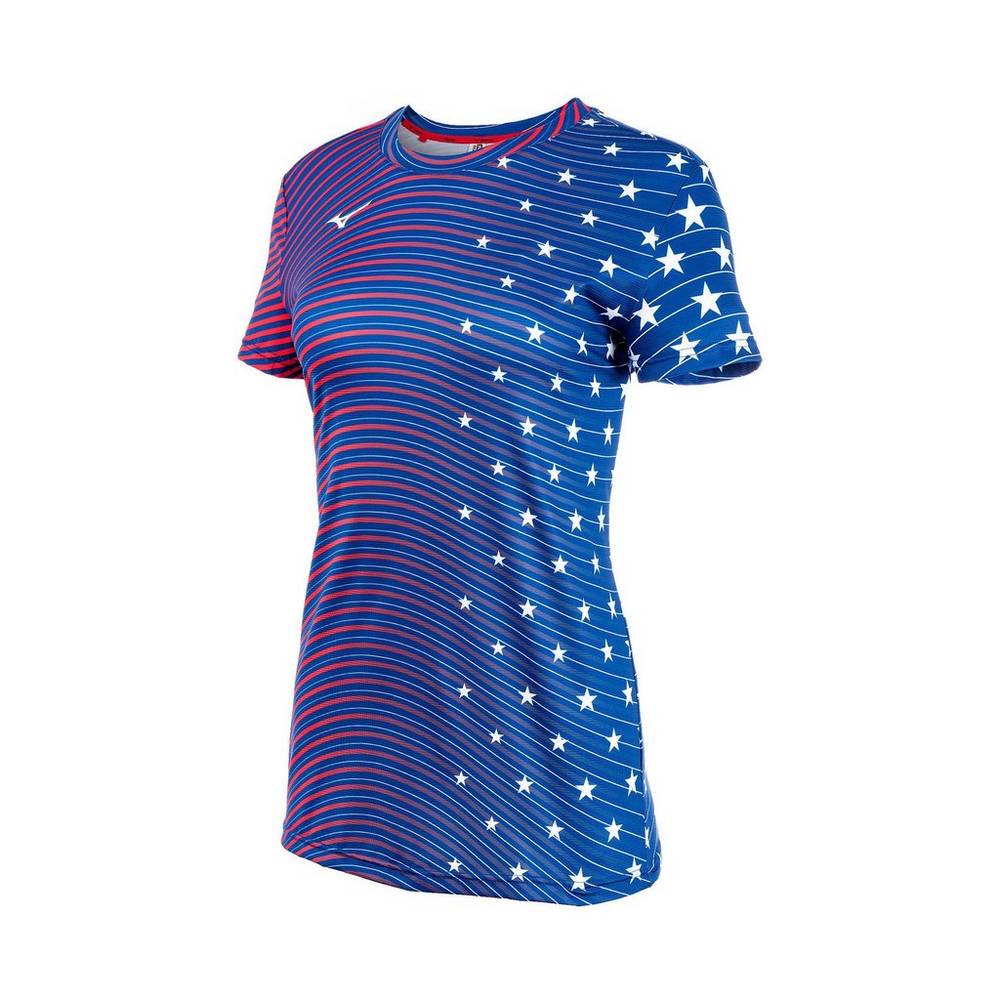 Mizuno Printable Short Sleeve - Bayan Tişört - Lacivert Türkiye (KPWEGQ-694)